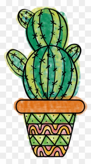 Hand Drawn Colorful Multiple Cactus Pot Png - Cactus Png