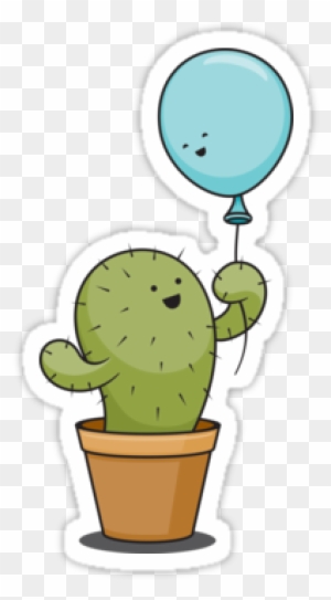 This Is A Love Story Between A Cactus And A Balloon - Stickers Tumblr Cactus