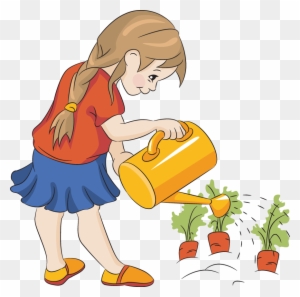 Picture Of Carrots - Watering The Plants Clipart