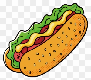Hamburger Hot Dog Fast Food Drawing - Hot Dog Drawing Png