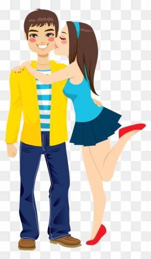 Girlfriend Boyfriend Kiss Romance Clip Art - Girlfriend Hugging Boyfriend  Cartoon - Free Transparent PNG Clipart Images Download