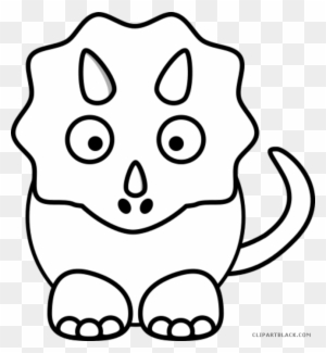 Triceratops Animal Free Black White Clipart Images - Dinosaur Face Coloring  Page - Free Transparent PNG Clipart Images Download