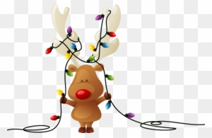 Transparent Christmas Lights Png For Kids - Cheery Reindeer From All Of Us Holiday Card