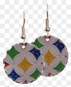 Vintage Quilt Pattern Earring - Vintage Quilt Pattern Round Ornament