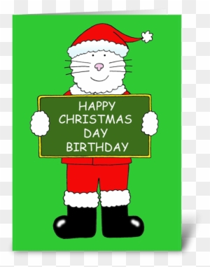 Happy Christmas Day Birthday Greeting Card - Cat In Santa Hat Happy Xmas Cousin. Card