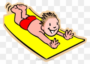 Boy On Water Slide Royalty Free Vector Clip Art Illustration - Slip N Slide Art