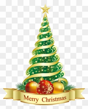 Merry Christmas Green Tree Png Clipart - Christmas Tree Merry Christmas