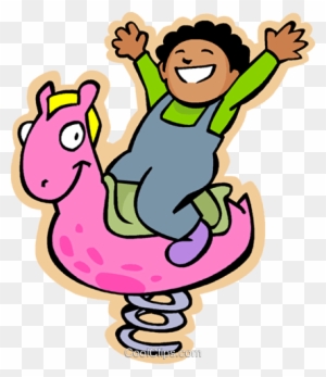 Little Boy Riding On A Spring Toy At The Royalty Free - Bouncy Horse Png