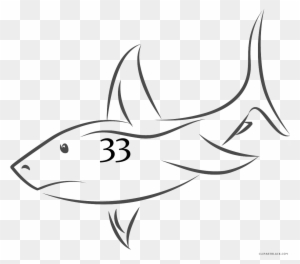 Shark Outline Animal Free Black White Clipart Images - Shark Fin Drawing