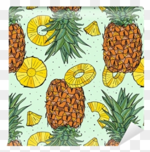 Pineapple Tropical Vector Seamless Pattern Wallpaper - Wallpaper
