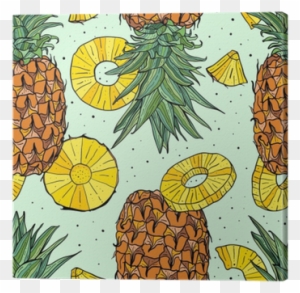 Pineapple Tropical Vector Seamless Pattern Canvas Print - Wallpaper