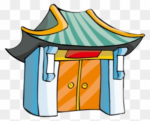 Chinese Temple Cartoon Buddhist Temple - Graveyard Gate City Clipart