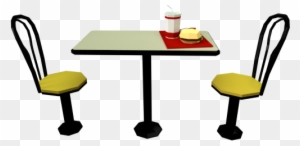 Low Poly Fast Food Meal With Table And Chairs - Kitchen & Dining Room Table