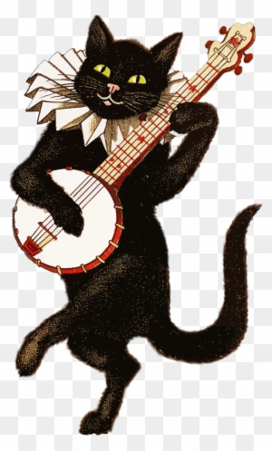 Clipart Vintage Cat Playing Banjo Banjo Catfish Profile - All Types Of Cartoon