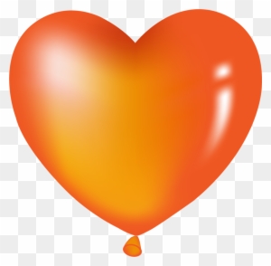 Orange Heart Balloon - Heart Shaped Balloon Clipart