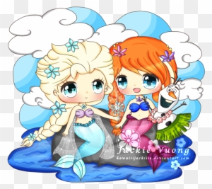 Elsa And Anna Mermaids By Kawaiiijackiiie On Deviantart - Anna I Elsa Chibis