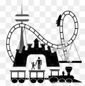 Amusement Park Clip Art - Theme Park Cartoon Black And White