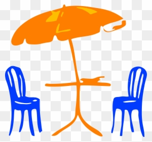 Seats With Umbrella Clip Art - Patio Clipart