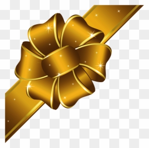 Gold Bow Clipart - Gold Ribbon Bow Png