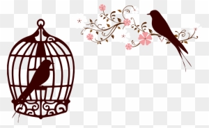 Floral Clipart Bird - Love Bird Cage Png