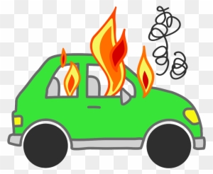 Fire Fighting Cartoon Images - Car On Fire Cartoon