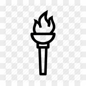 Torch Outline Fire Flame Game Light Olympic Torch Icon - Olympic Torch Fire Black And White