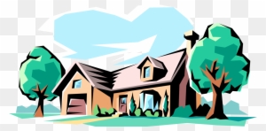Vector Illustration Of Family Home Residence House - Urban To Suburban Migration