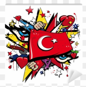 Turkey Flag Graffiti Ottoman Empire Pop Art Illustration - Pop Art Of Canada