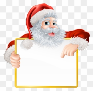 Christmas Illustration Of Santa Holding And Pointing - Character Holding Sign Christmas