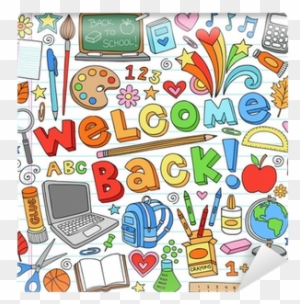 Back To School Supplies Notebook Doodle Vector Design - Welcome To Your English Class