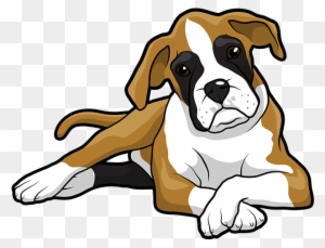 Boxer Puppy Golden Retriever Drawing Clip Art - Cute Boxer Dog Cartoon