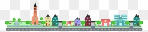 Traffic Clipart City Community - Small Town Skyline Png