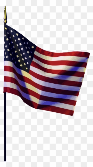 Digitalclipart Royalty Free Vector Clipart - Waving American Flag Hanging On A Pole