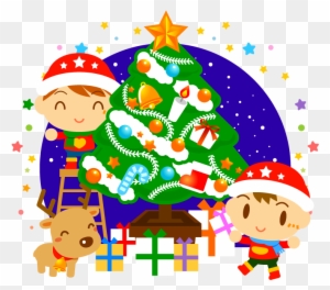 赤ちゃんとクリスマスツリーのイラスト02 クリスマス ツリー かわいい イラスト Free Transparent Png Clipart Images Download