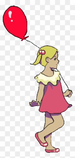 Animation Balloon - Girl Walking Gif Animation