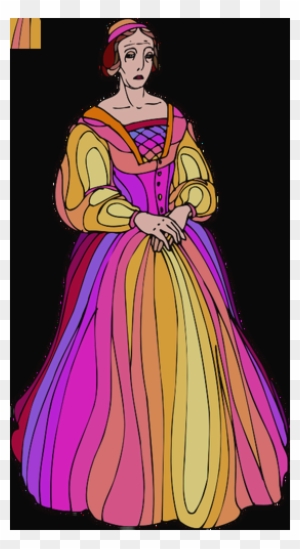 Colorful Medieval Woman Medieval Woman Clipart - Fashion Illustration