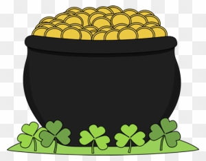 Magnificent Pot Of Gold Pictures And Shamrocks Clip - St Patrick's Day Pot Of Gold