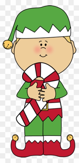 Christmas Elf With A Candy Cane Clip Art Boy Christmas - Christmas Elf Clip Art