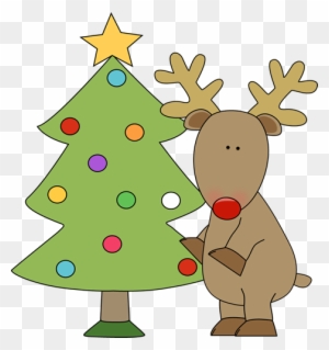 Reindeer Cliparts - Reindeer And Christmas Tree