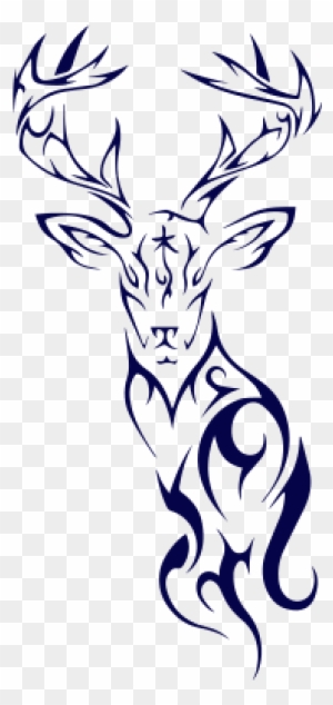 Tribal Deer Head Silhouette Vinyl Decal Sticker, Premium - Tribal Deer Tattoo Design