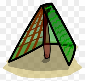 Tent Building, House, Home, Green, Simple, Tent - Clip Art Den