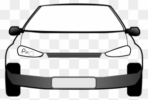 Car Front Black White Line - Illustration Front Car Png