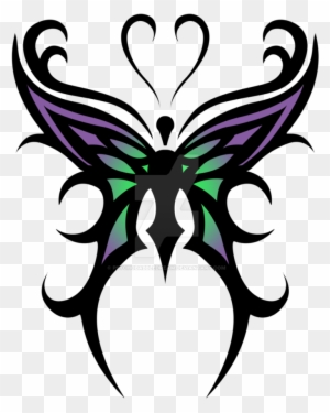 Cool Color Tribal Butterfly Tattoo Design By Psychobabbledream - Butterfly Tribal Tattoo Designs