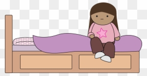 Free Girl Sitting On Her Bed Clip Art - Girl Sitting On Bed Clipart
