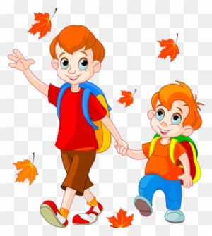School Children - Boys Going To School Cartoon
