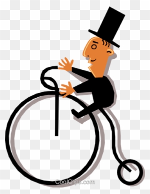 Man In A Top Hat Riding A Penny Farthing Royalty Free - Cartoon Old Fashioned