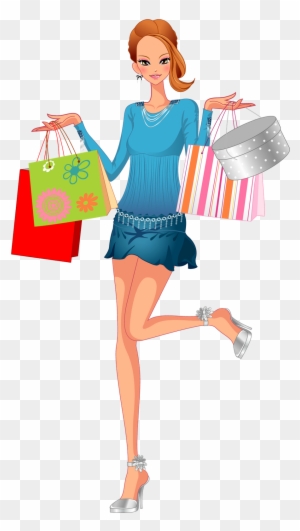 Fashion Shopping Woman Clip Art - Girls Shopping