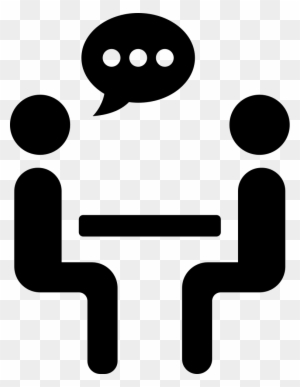 Two Persons Talking Sharing Sitting On A Table Comments - Face To Face Meeting Icon