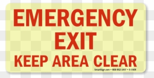 Emergency Exit Keep Area Clear - Brady 84661 Emergency Exit Sign,6-1/2 X 14in,r/wht