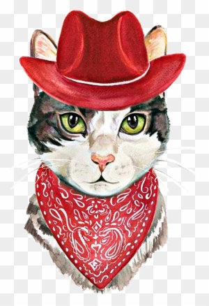 Harriet Bee 'cowboy Cat' Framed Painting Print, Red